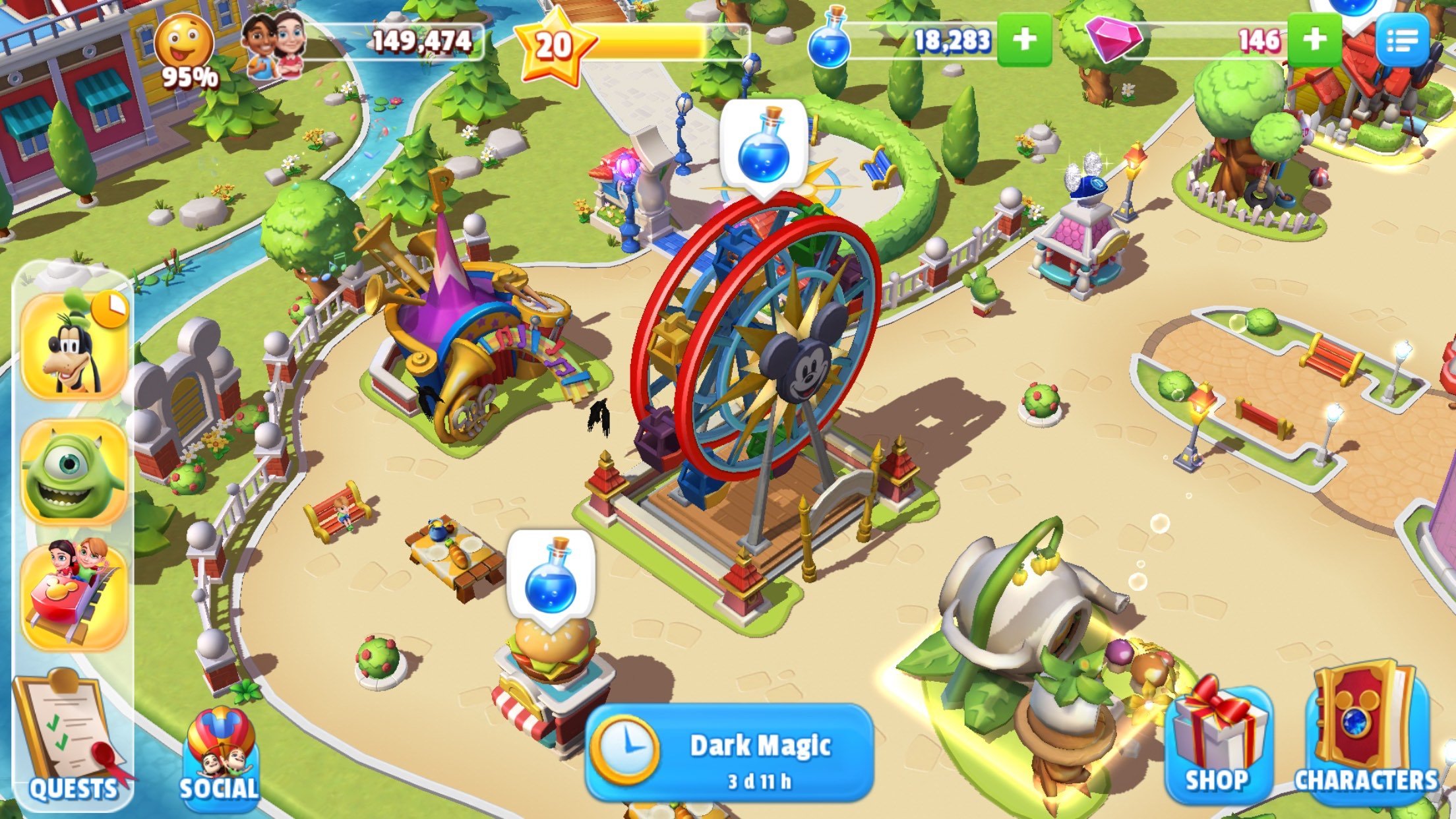 how many quest do the disney magic kingdoms game characters have to do