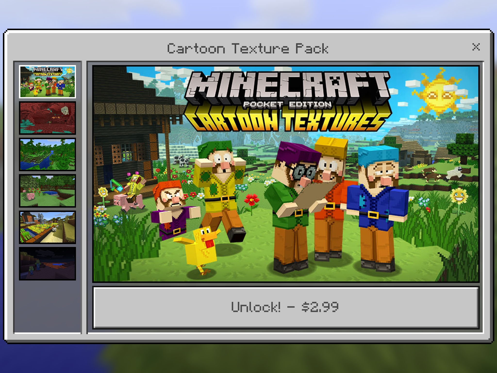 'Minecraft: Pocket Edition' Adds Silly Cartoon Texture Pack, and Is